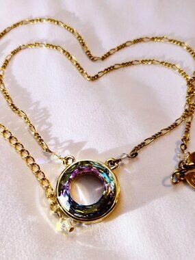 Eric Andrew Swarovski Reversible Necklace – Blue & Pave Crystal Circle | NWOT